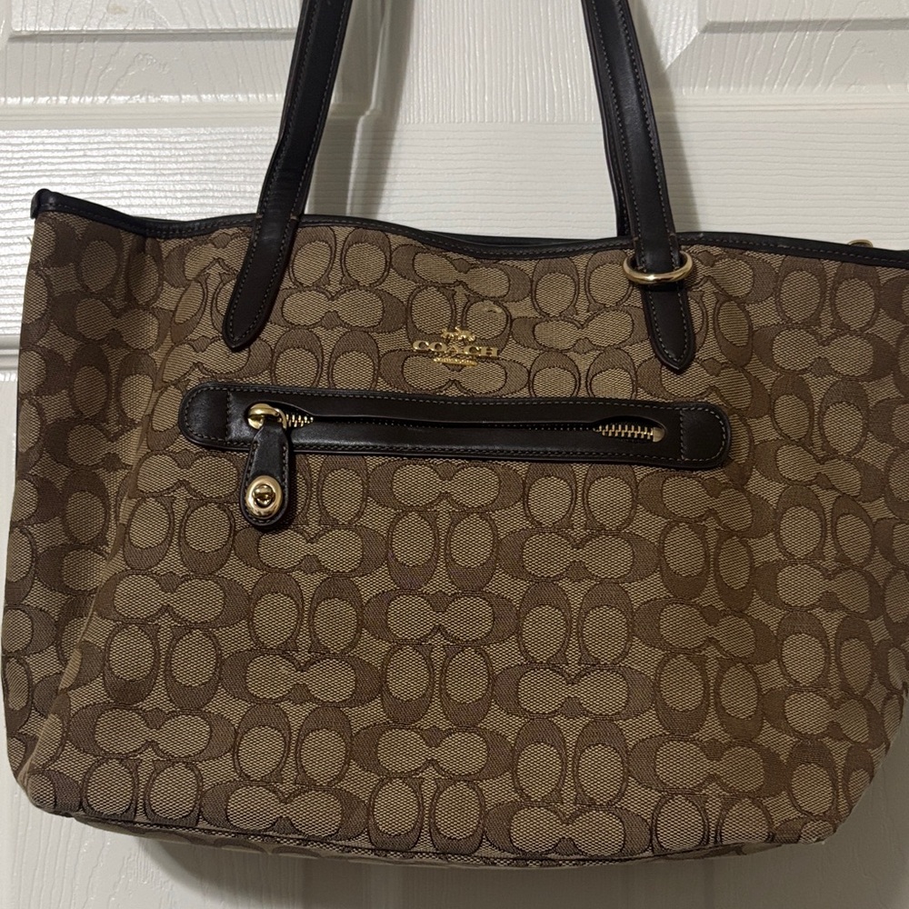 Coach Tan and Brown Signature Tote